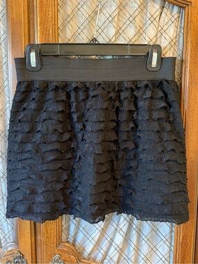Backless Black Ruffle Tiered Mini Skirt Y2K